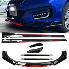 Gloss Black Strut Rod Front Bumper Lip Spoiler Splitter For Honda Fit 2006-2020