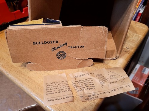 NICE1940'S MARX TIN LITHO CATERPILLAR DIESEL WIND UP BULLDOZER TRACTOR with BOX - Picture 16 of 18