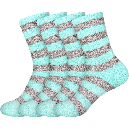Chirpy Socks - Women's Soft Fuzzy Warm Cozy Striped Fuzzy Socks - Picture 10 of 34