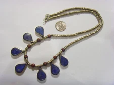 vintg tribal lapis lazuli Wedding brides maids beaded necklace belly dance 50892