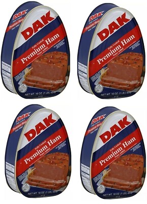 DAK Premium Ham Fully Cooked water added 4 PKS-16oz. Ready to eat Picnic Food 