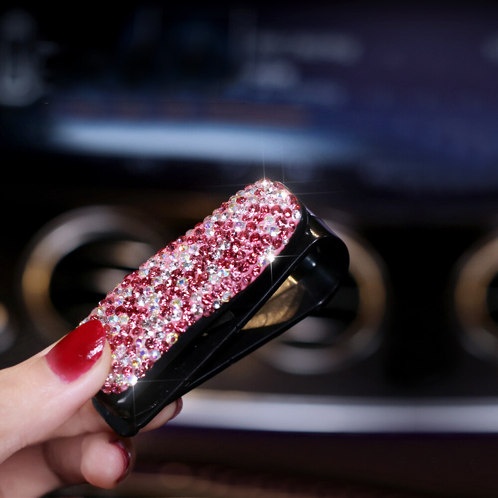 Universal Bling Rhinestone Car Interior Sun Visor Glasses Clip Car  Accessories - Main Image