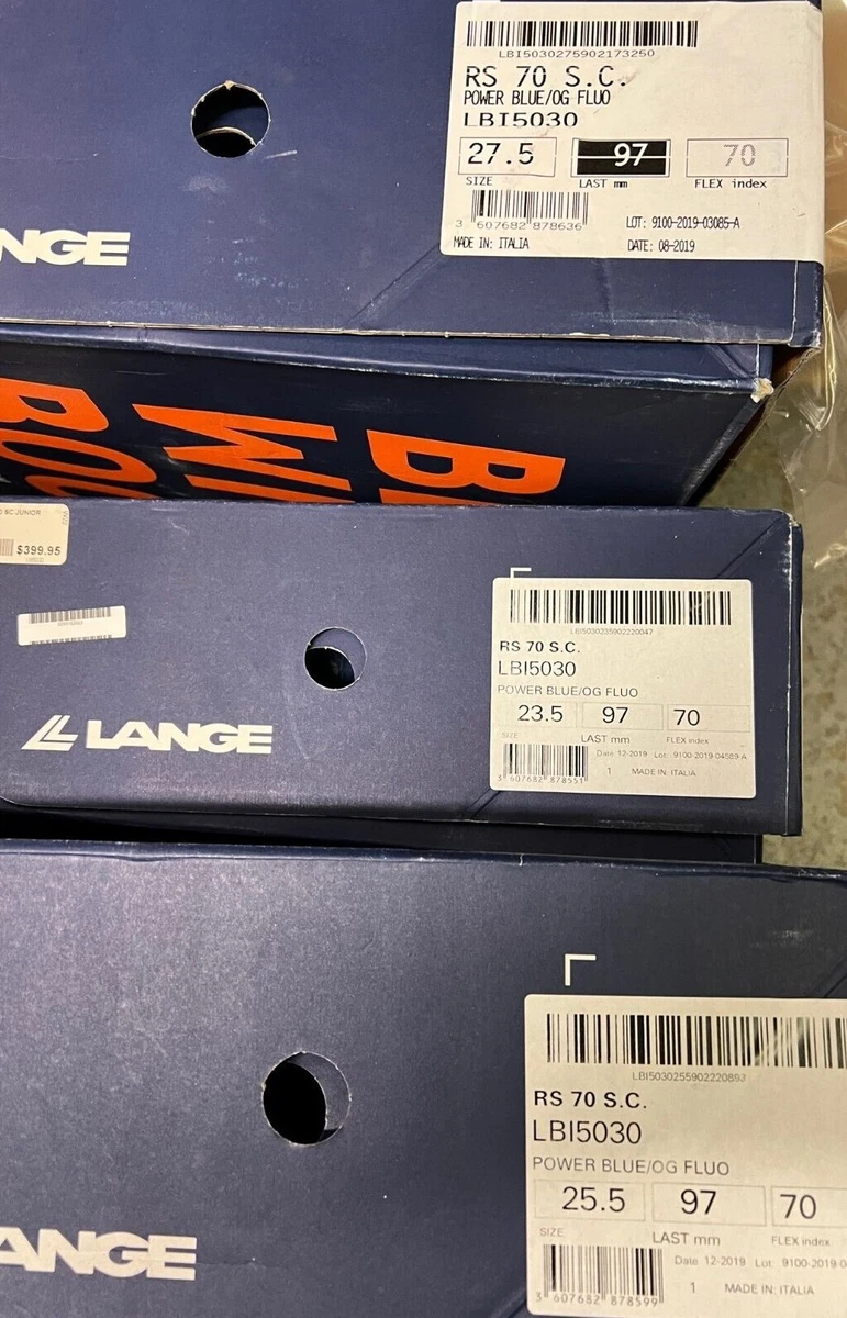 $400 Lange RS 70 Short Cuff Jr Race Ski Boots NIB Sz 23.5,25.5