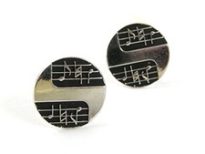 1950's Musical Notes Silvertone & Black Cufflinks 33017