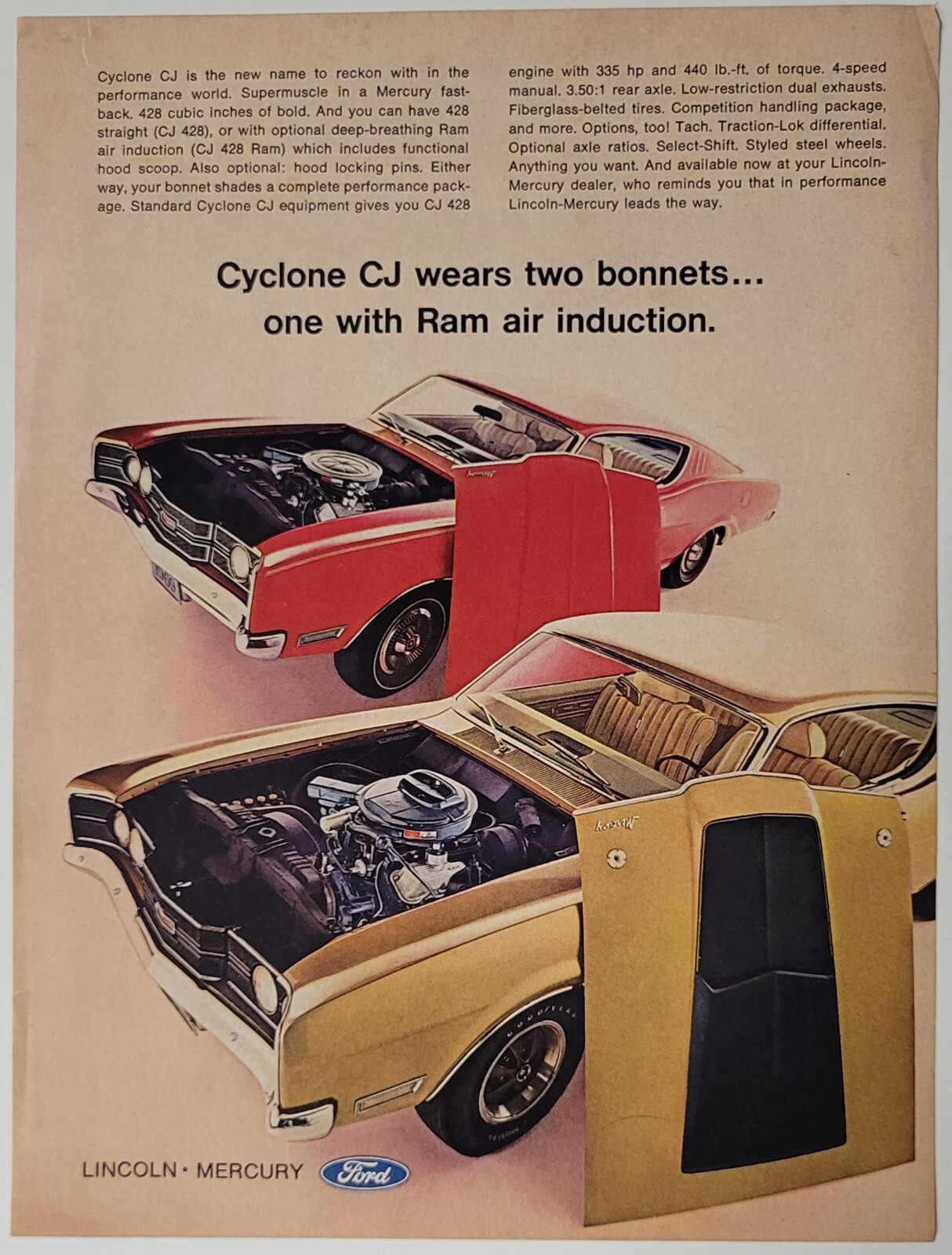 1969 Mercury Cyclone CJ magazine ad Cyclone CJ wears two bonnets... | eBay