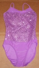 NWOT Dance COSTUME leotard intermediate child Sequin front Orchid Wolff Fording