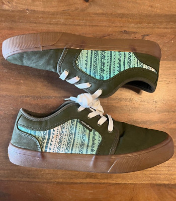Maui and Sons Wave Sneakers Shoes Mens 12 Green Blue Canvas Lace Up