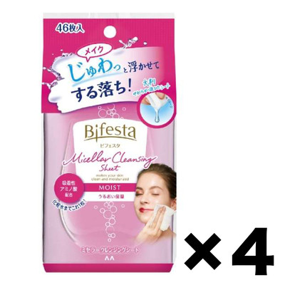 Mandom Bifesta Moist Cleaning Sheet Makeup Remover 4Pack Set 46Sheets@pack