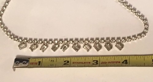 Vintage klare Strass Halskette 15" Länge rund & rechteckig Diamant Steine - Bild 12 von 12