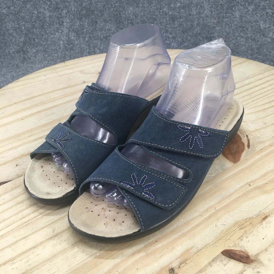 Sandalias Fly Flot para mujer 40 Maylis doble correa cuña deslizable gamuza azul sin cordones Foto 3 de 4