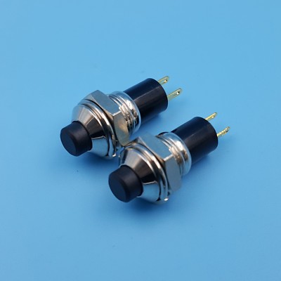 2Pcs Black PB05R 10mm 2Pin Latching ON-OFF SPST Mini Push Button Switch