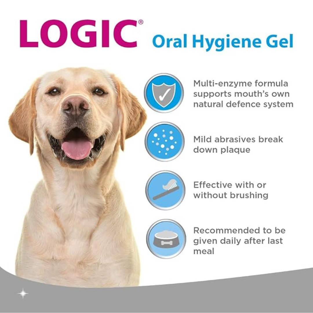 Logic Oral Hygiene Gel for Cats and Dogs, 70 g with Finger Toothbrush