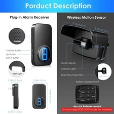 Driveway Alarm 600 Feet Long Range Wireless Motion Detector Alarm Outdoor Sensor