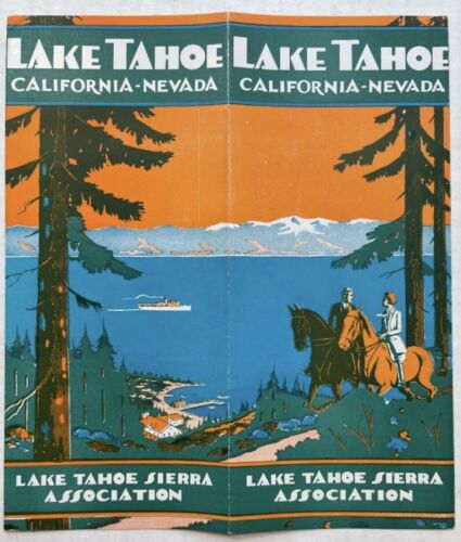 LAKE TAHOE CALIFORNIA~NEVADA BORDER 1930 TRAVEL BROCHURE~MAP HIGHWAYS HOTELS - Picture 1 of 10