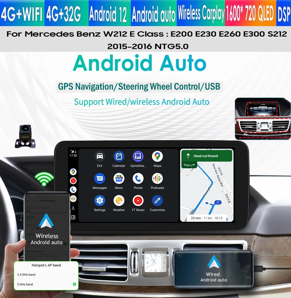 Radio navegación GPS coche Android12 10,33" para Mercedes Benz clase E W212 E300 E350+AHD Foto 4 de 4