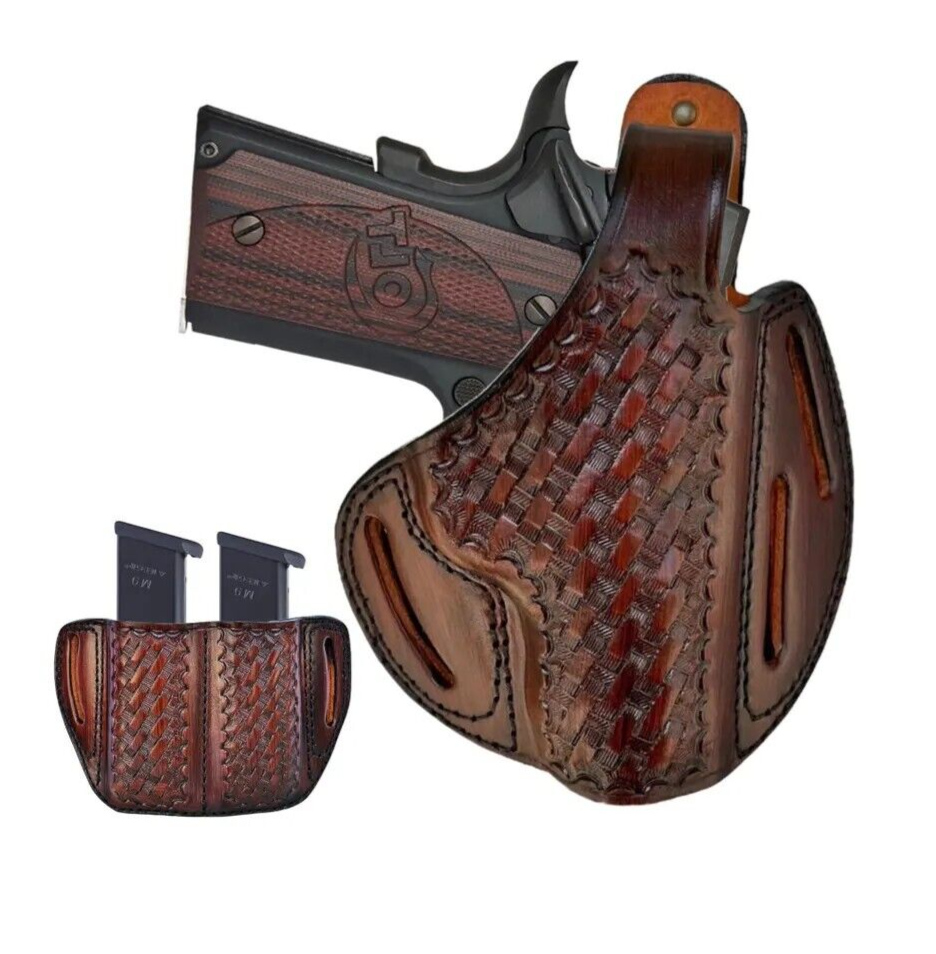 Leather Belt Holster Fits Glock 17, 19, 21, 23, 26, 27, 29, 30, 42, 43, 43x-image