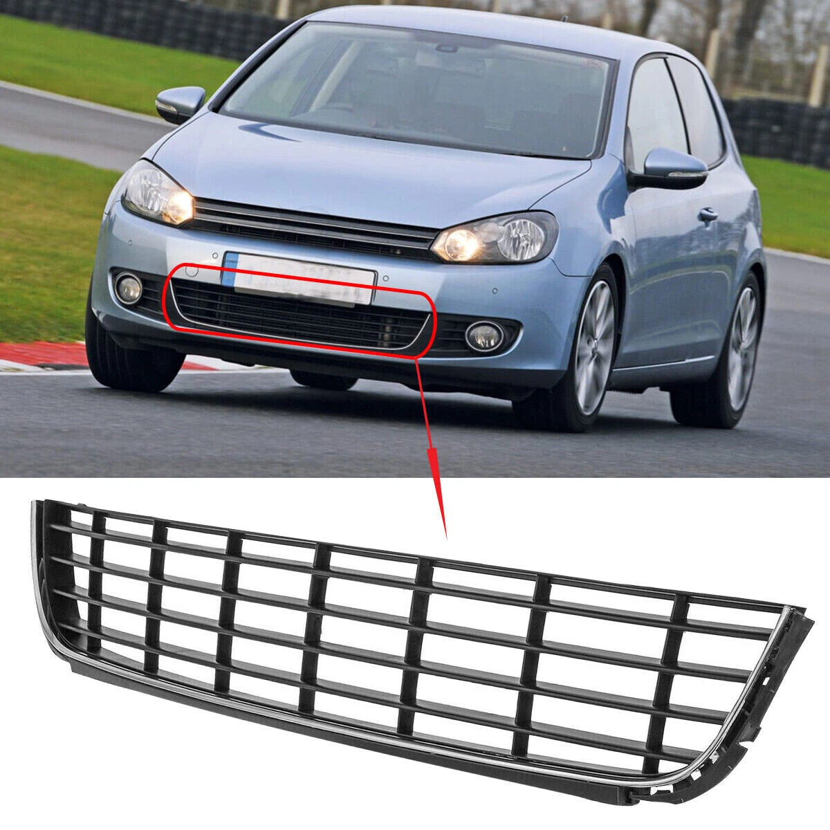 VW Golf MK6 2009 2012 Front Lower Centre Bumper Grille Black 5K0853677A9B9 NEW