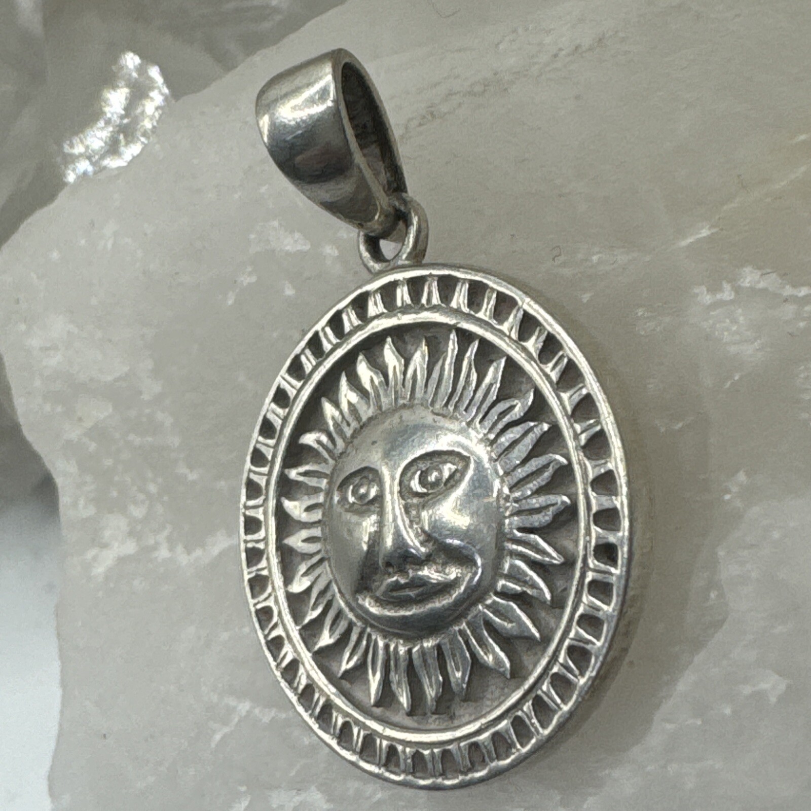 Solid Sterling Silver 925 Sunshine Sun Pendant 7.… - image 2