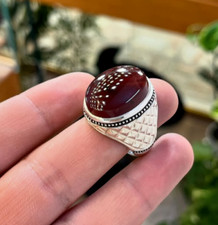 Carnelian Agate Ring, Natural Haqeeq, Big Aqeeq, Men Agate Ring, Brown Agate