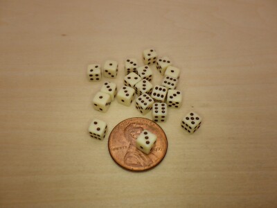 Twenty Colored Ivory with Black D6 5MM OPAQUE Color Gaming Dice Rounded Corners