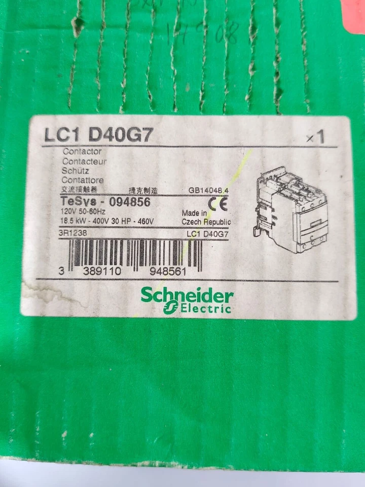 SCHNEIDER ELECTRIC LC1D40G7 POWER CONTACTOR 40AMP 3POLE VOLTAGE 120VAC - Image 3 of 4