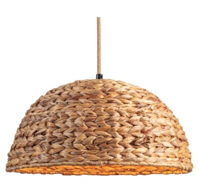 UShe DHome Woven Pendant Light, D15.7 Farmhouse Dome Chandelier