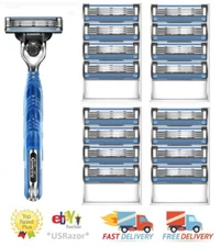 17 Gillette Mach 3 Cartridges Blades Refill Shaver Razor Handle Fit M3 Turbo 4 8