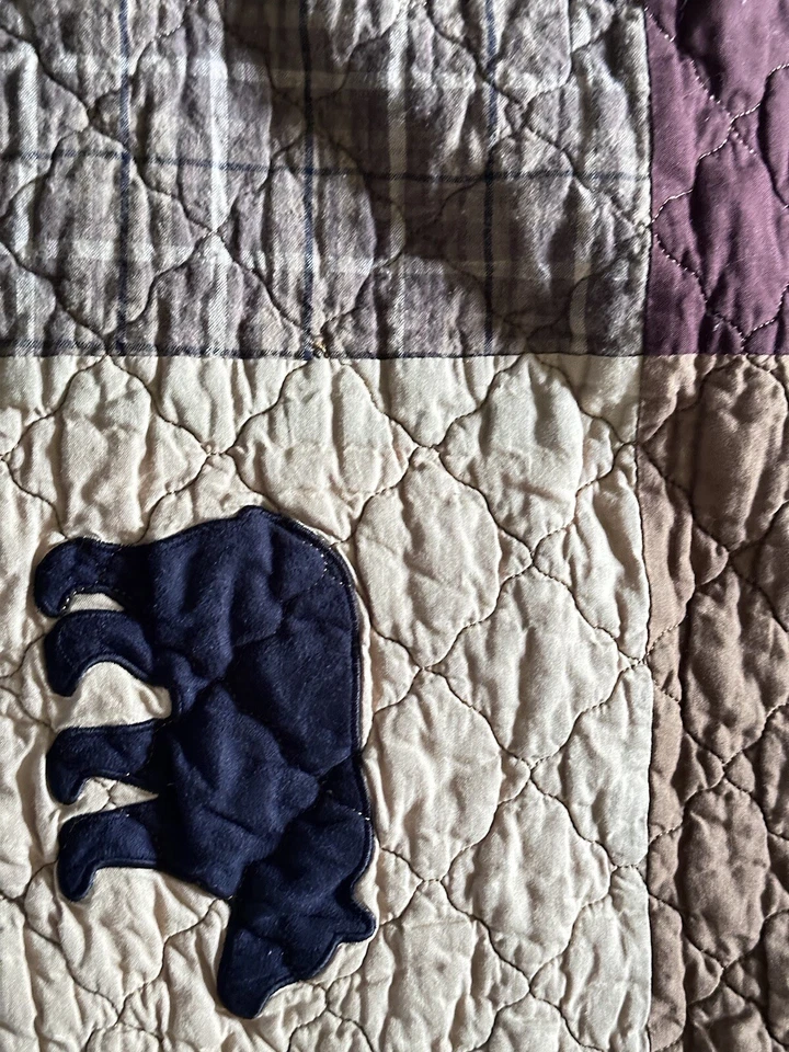 Cracker Barrel Donna Sharp Brown Patchwork Bear Quilt King 114”x102” con 2 fundas Foto 3 de 4