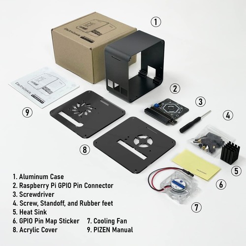 Raspberry Pi 4 Aluminum Mini Tower Case with Fan and Color Light Matte Black - Afbeelding 6 van 9