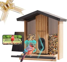 Bird Feeder with Camera Solar Powered, Smart Bird Feeder with AI Identify for 10