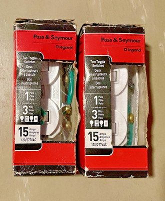 (2) P&S Legrand 696WGCC6 Grounding 15A White SP/3WY Switch (Lot of 2) *FREE SHIP