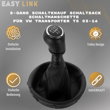 Schaltknauf Schaltsack Für VW T5 Transporter Bus Kasten mit Rahmen 5-Gang NEUF!