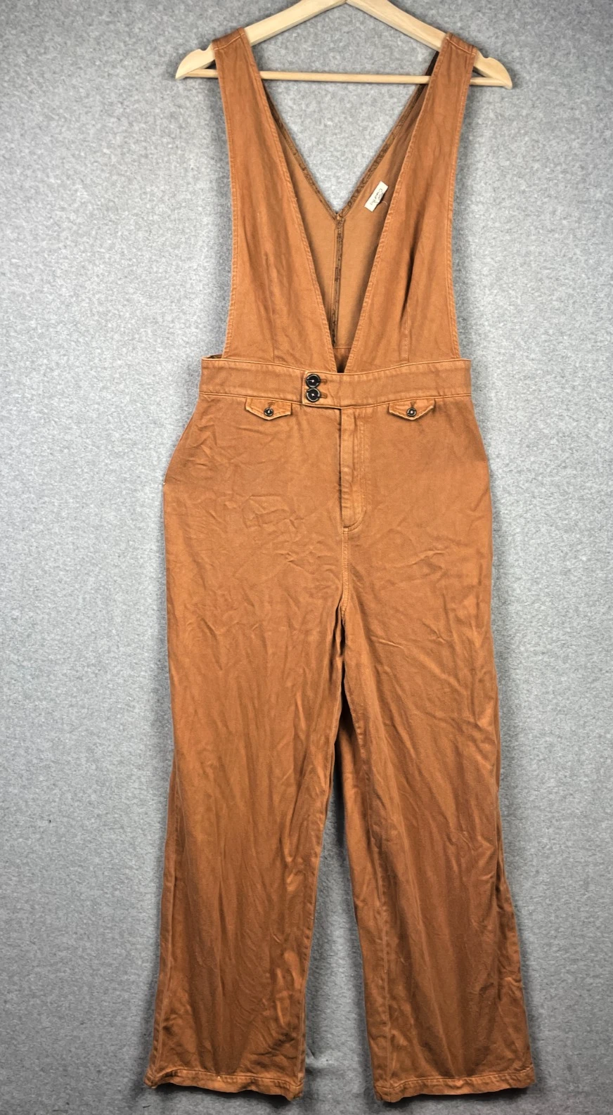 Anthropologie Pilcro Jumpsuit Womens 29 Deep V Sleeveless Boho Overalls Wide Leg
