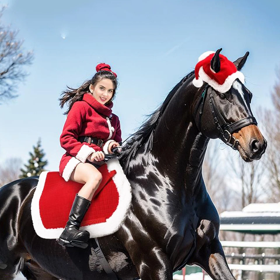 Christmas Horse Saddle Pad Hat Riding Race Xmas Fancy Dress - Image 4 of 4