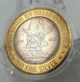 Sam's Town Las Vegas 1993 $10 Silver Strike Gaming Token .999 Fine Silver