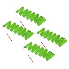 4 Pcs Dance Ribbons 78.7" Gymnastics Ribbon Streamers Red Wand, Dark Green