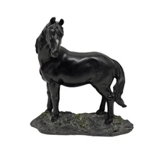 Black Horse Statue Model Figurine Base Stand Stallion Mare 5.5" Tall