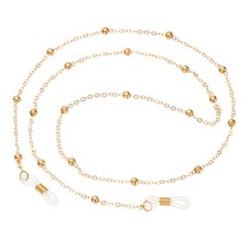 Portaocchiali da vista intorno al collo, catena per occhiali con perline in metallo oro K