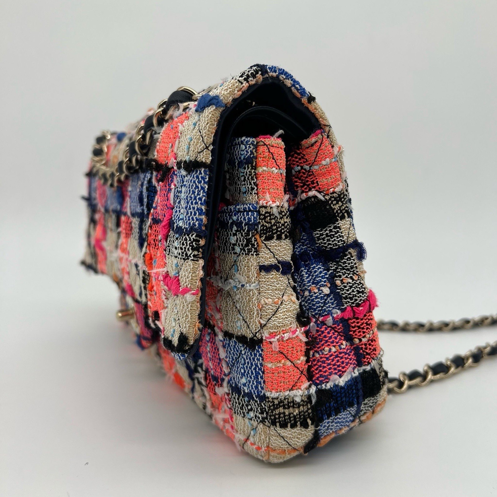 Chanel Medium Classic Double Flap Bag in Multicolour Tweed Gold Hardware image 6