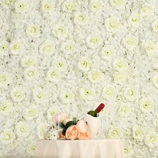 Cream Silk Roses Hydrangea 11 sq ft UV Protected Wall Backdrop Vertical Panels