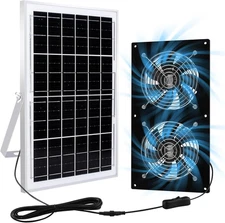 Solar Exhaust Fans & Powered Fan with 15W Panel & 2-Pack High-Speed Brushless DC