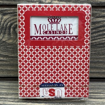 Vintage Mole Lake Casino Wisconsin Playing Cards PGC Deck Hoyle Red New Sealed