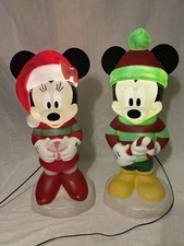 Disney Mickey  Minnie Mouse 23" Blow Mold Christmas Set Gemmy 2018 Lighted