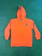 Carhartt Hoodie Boys Large Orange Fleece Graphic Sweatshirt Outdoor Regular Fit