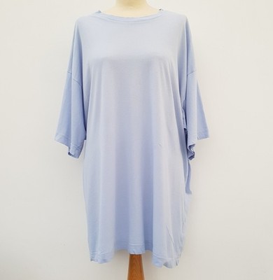 WEEKDAY Blue Cotton, Oversized. Short Sleeve, Huge T-Shirt Top - S