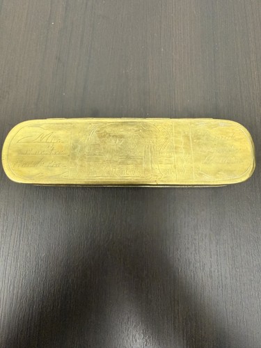 Antique 18th Century Dutch Brass Tobacco Box with Engravings 7'' ^ 2'' Very rare