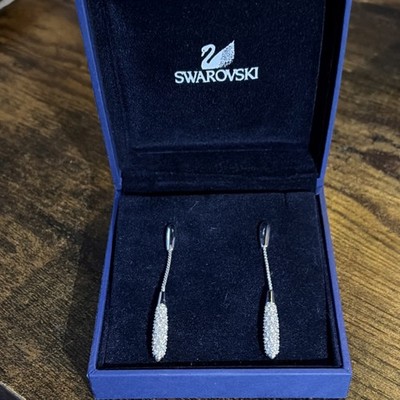 Swarovski Silver Crystal Dangle Drop Earrings with Original Box
