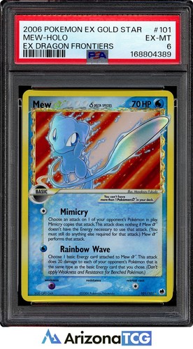 Pokemon 2006 Gold Star Mew 101/101 Holo EX Dragon Frontiers PSA 6