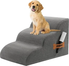 Extra Wide Dog Stairs Ramp for Beds & Couches, 3-Tier Non-Slip Pet Steps