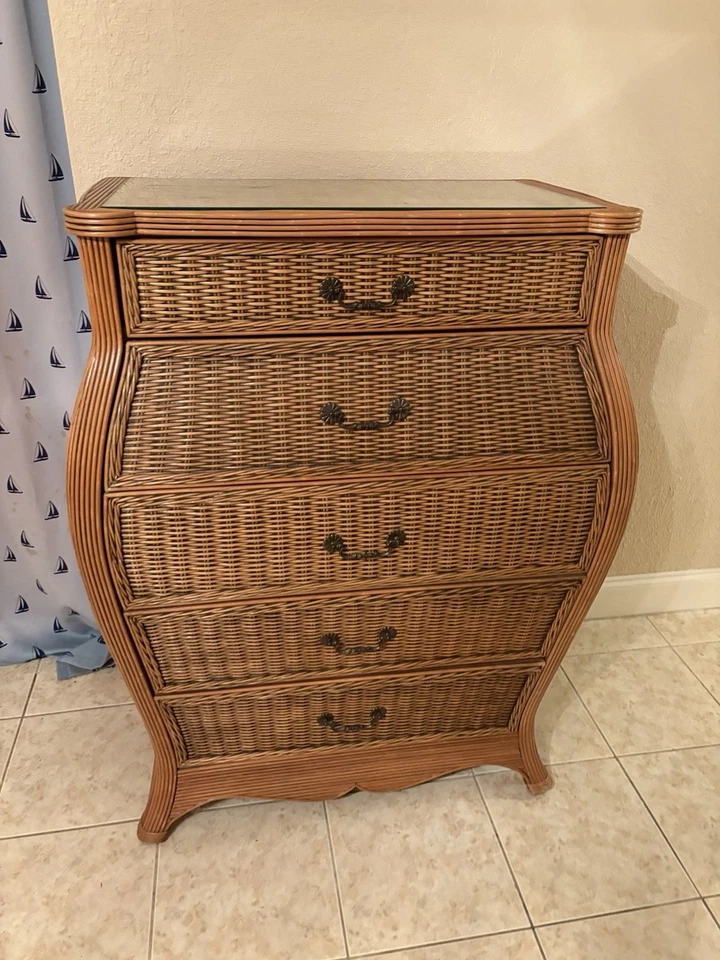 Cómoda de mimbre Bombay cómoda Indias Occidentales ratán tropical Highboy Foto 2 de 4